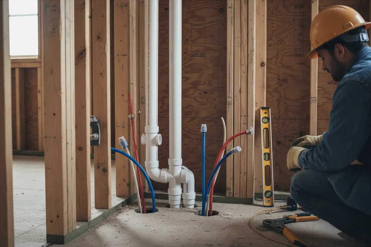 Drain and supply rough-in during Garbage Disposal Repair in Riva