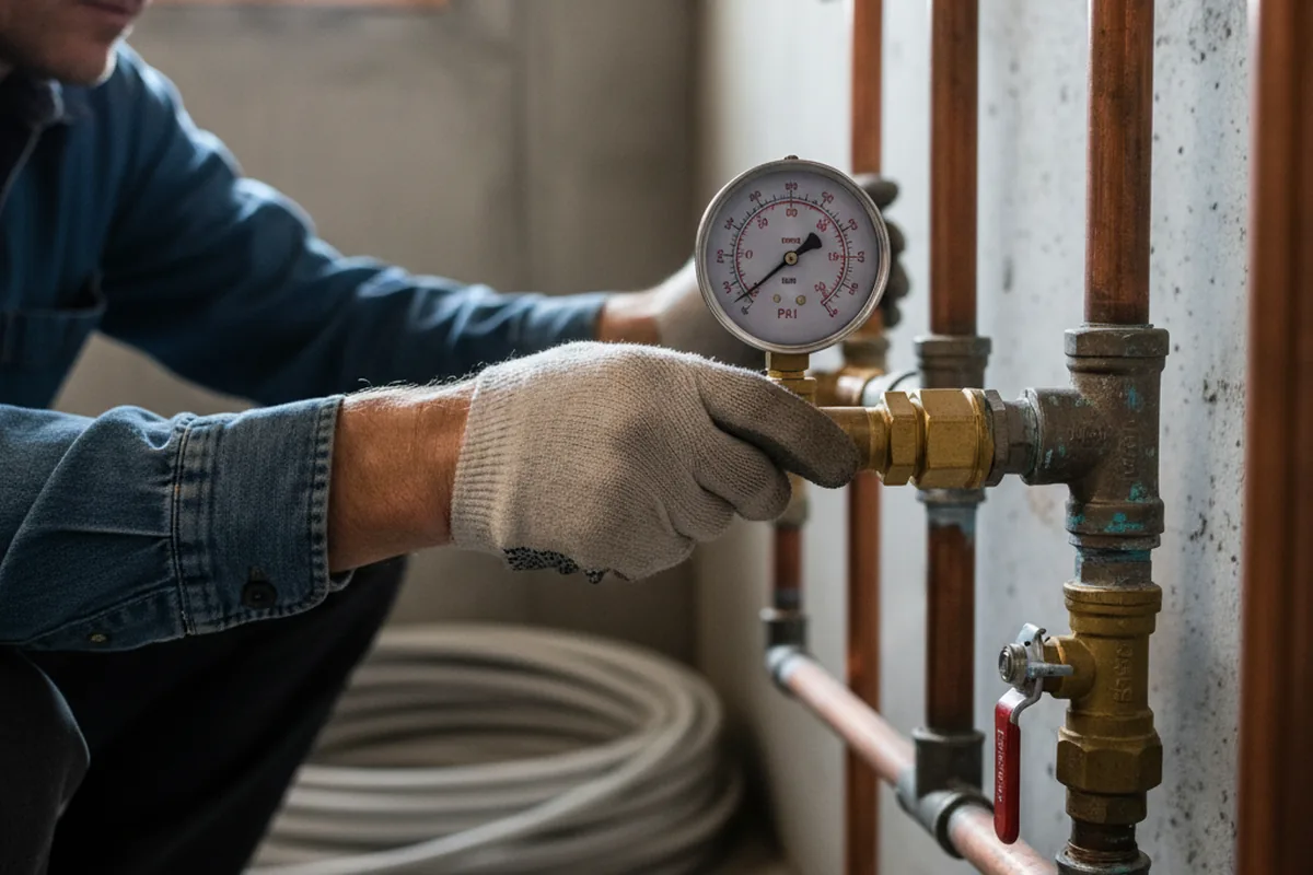 Pressure testing a repaired line during Water Line Repair in Riva